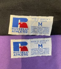 Vintage Russell Athletic Youth Medium 100 Cotton USA T Shirt Lot Purple Black