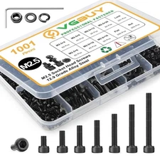 1001pcs M2.5 Hex Socket Screws Kit 12.9 Grade Alloy Steel Bolts Nuts Assortment