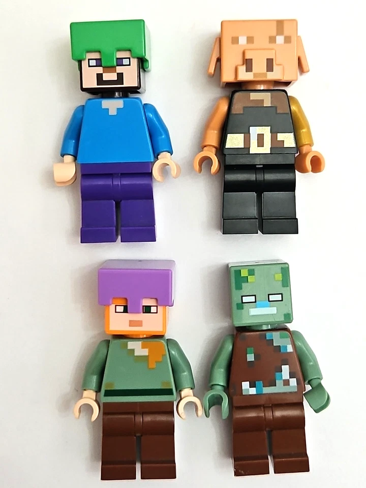 Lego Minecraft Minifigura Play Pack - Piglin Drowned Zombie Calico Cat Bundle Foto 4 de 4