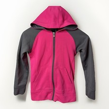Adidas Girl's Tech Fleece Full Zip Hoodie SHOCK PINK GRANITE Small 