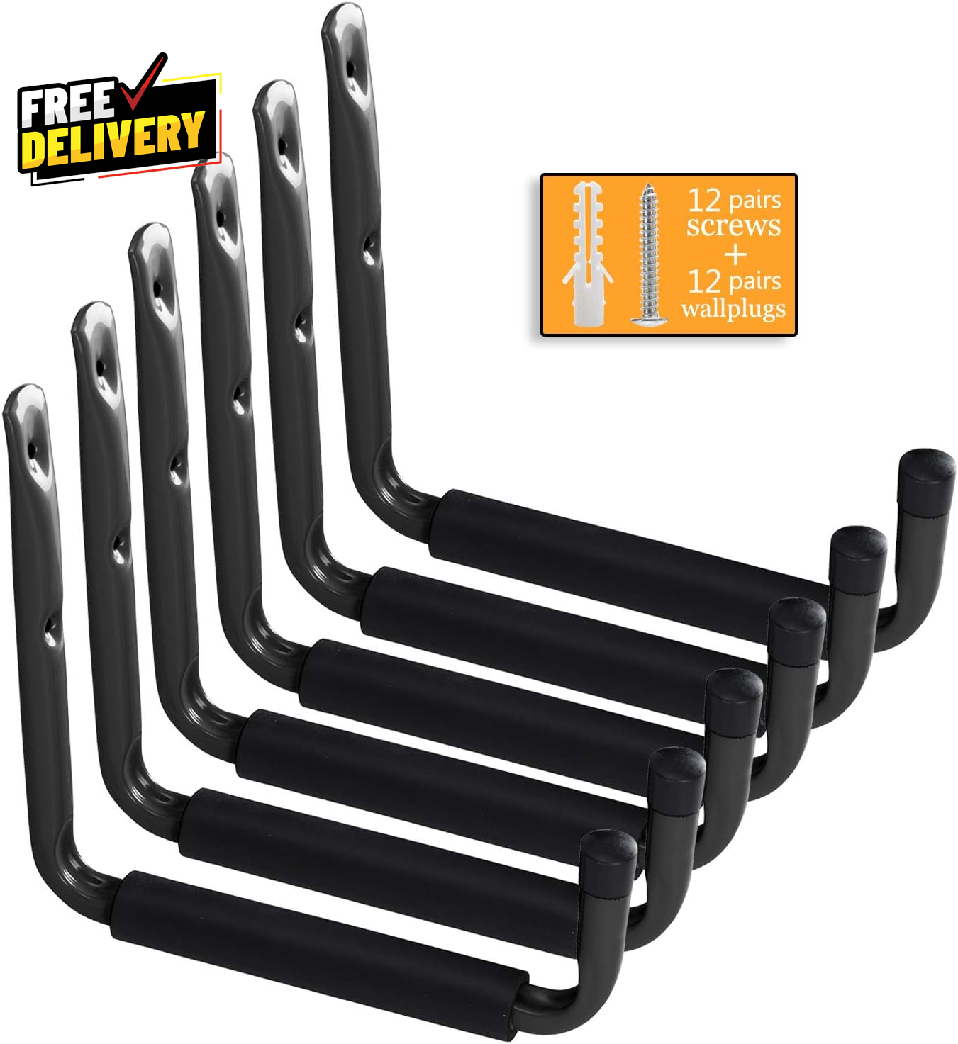Heavy Duty 9.4 Inch Garage Ladder Storage Hooks Wall Mounted Tool Hanger