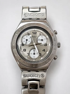 Swatch Irony Chronograph YCS Edelstahl Swiss Made Vintage Herren Uhr - Bild 1 von 3