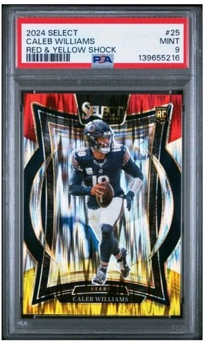 2024 Panini Select Caleb Williams Rookie (RC) Red & Yellow Shock Prizm #25 PSA 9
