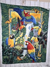 Fabric Panel Parrot Scene 34.5 x 44 Tropical Multiple Birds No Brand Vibrant
