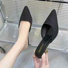 Decolte sabot scarpe donna 5 cm nero ufficio pelle sintetica 31359