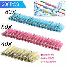 200pcs Heat Shrink Bullet Wire Connectors 22-10AWG Male Female Crimp Terminals