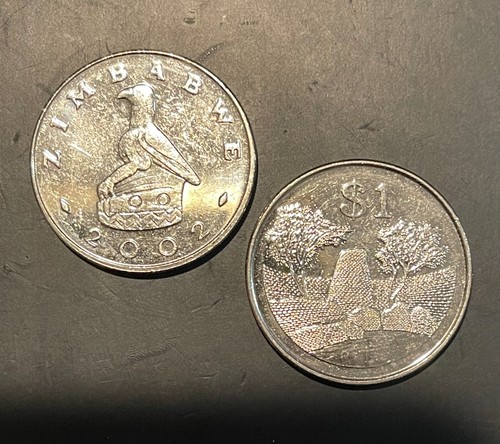 ZIMBABWE $1 Dollar 2002, Large Coin, Original Lustrous UNC Uncirculated BU KM:6a