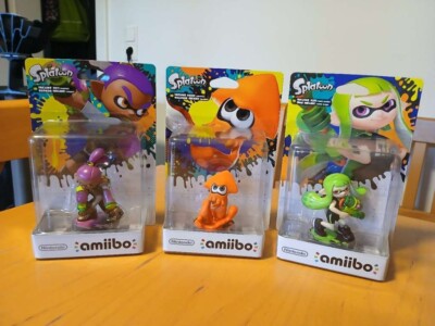 Splatoon Purple Inkling Boy + Lime Green Inkling Girl + Orange Squid Amiibo OVP