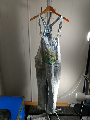 GAP Blue Stone Wash Denim Straight Leg Boyfriend Cargo Overalls M
