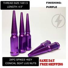 Fit Gmc Canyon Safari Savana Sierra Yukon Spike Lug Nut 4.5 14x1.5 Purple 24pc Fit Gmc Canyon Safari Savana Sierra Yukon Spike Lug Nut 4.5 14x1.5 Purple 24pc
