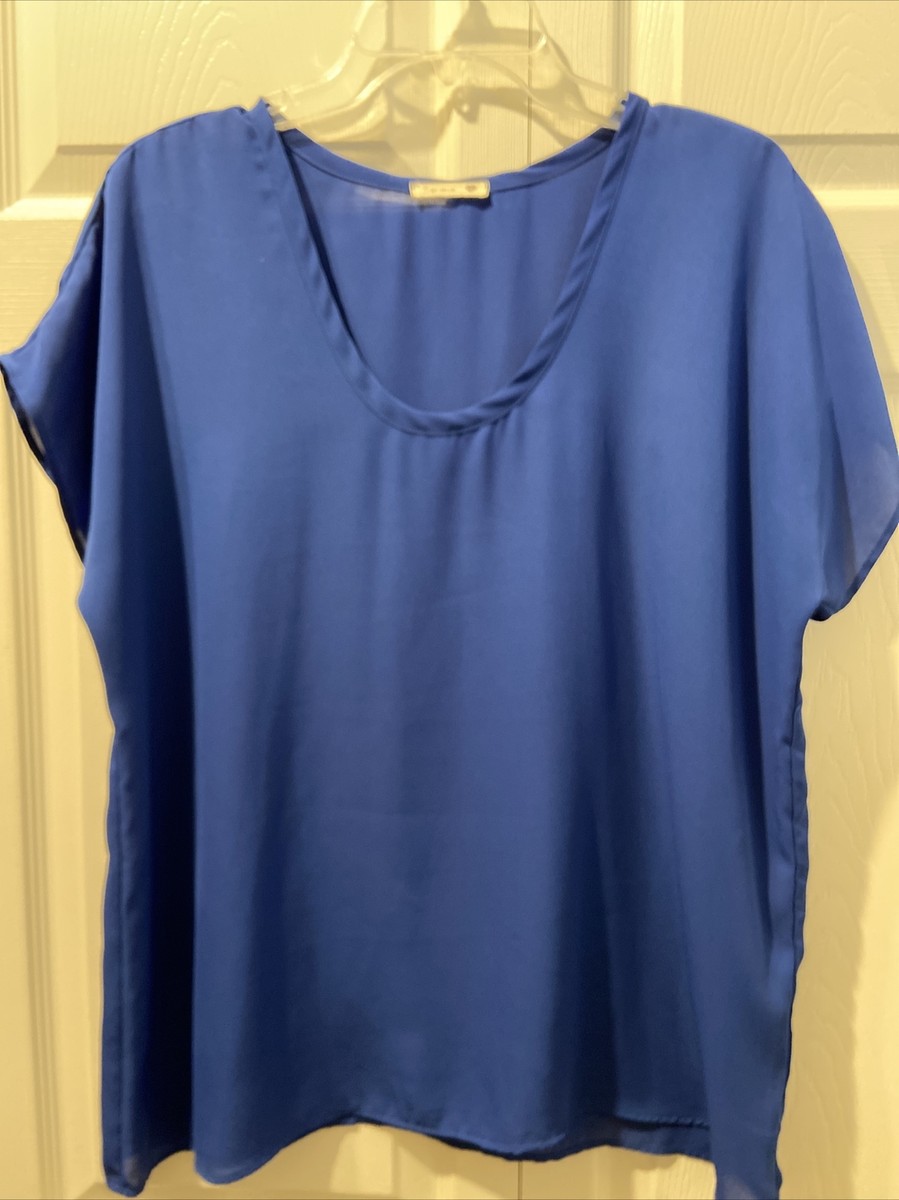 Soprano様のご注文ベジです。 Soprano Women's T-Shirt Top Blouse Blue Poly Chiffon size XL EUC