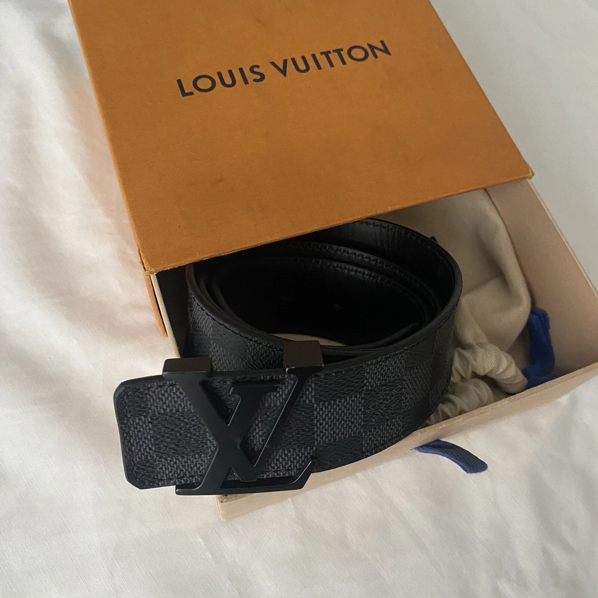 LOUIS VUITTON M9808T GRAPHITE DAMIER 40MM WIDTH 95CM LONG BELT WITH  GRAPHITE LV BUCKLE