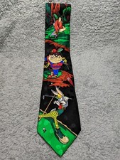 Vintage 1995 Looney Tunes 100 Silk Tie Handmade Yosemite Sam Taz Bugs Golf