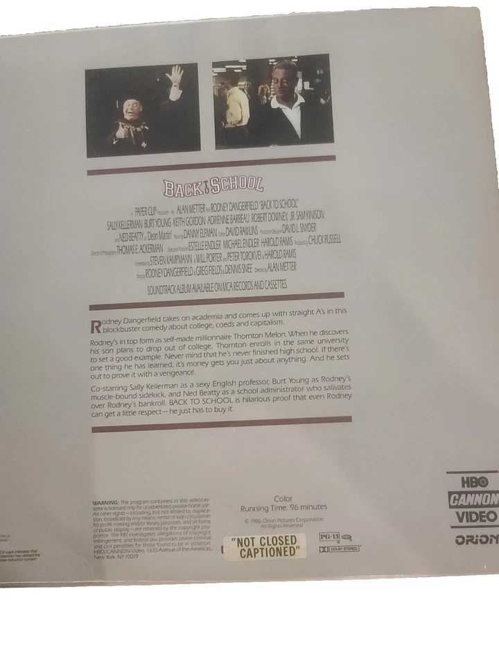 Back To School Laserdisc Rodney Dangerfield 1986 NEW SEALED MINT. Foto 4 de 4