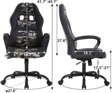 PC Gaming Chair Massage Office Chair Ergonomic Desk Chair Adjustable PU Leather 7