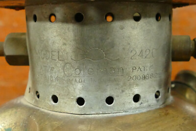 Vintage 1946 Coleman 242C Brass Tank Lantern w/ Sunshine Logo