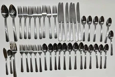 Lot of 43 Oneida FANFARE  Flatware (Forks, Knives, Spoons, Serving) *USED*