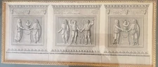 3 Classical Roman Scenes. Fine copper engravings. Matted and Gold Framed