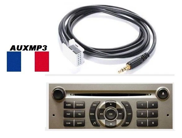 Cable auxiliaire adaptateur mp3 pour autoradio CITROEN C5 RD4 12pin iphone