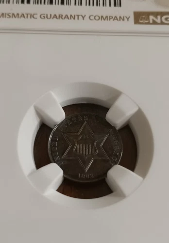 1862 silver 3 cent "trime" - NGC MS-62, Civil War preserved and toned specimen