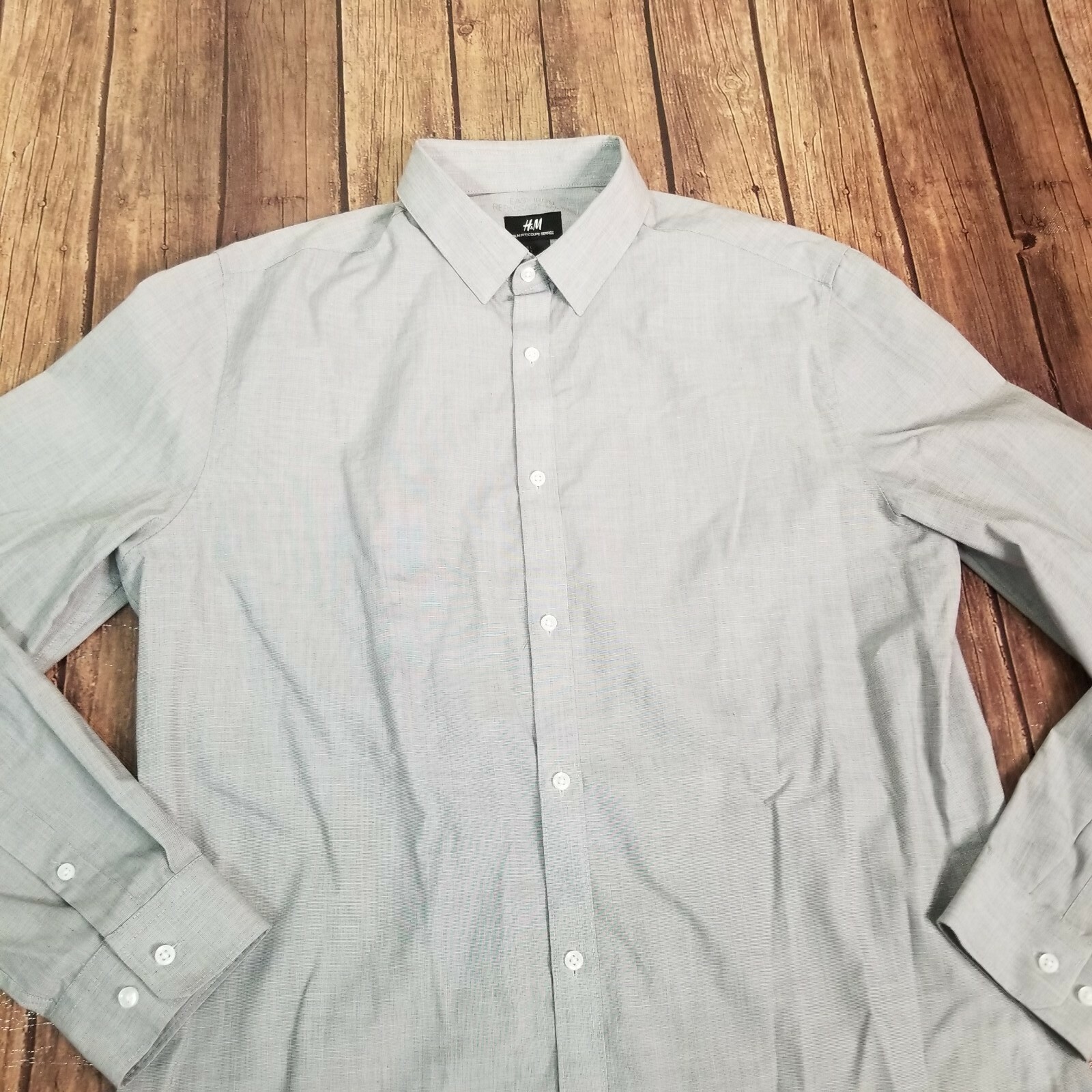 H M Solid Gray Button Down Shirt Mens Size Large Coll Gem H M Solid Gray Button Down Shirt Mens Size Large Coll Gem