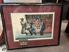 JOE DIMAGGIO 25X32 FRAMED LITHO TRIPLE THREADS VINCE DOM GAME USED BAT 27/27