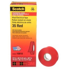 Scotch  Vinyl Color Coding Electrical Tape 35, 3/4 in x 66 ft, Red
