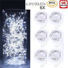 6x 20 LED 2m Waterproof LED MICRO Silver Copper Wire String Fairy Lights Decor