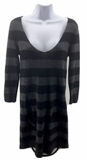 Express Wool Blend Gray Black Striped Sweater Dress Womens Sz Small Long Sleeve