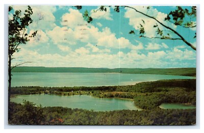 1964 Glen Lake, MI Postcard-  GLEN LAKE FROM A VIEW POINT ON MILLER HILL