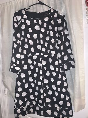 $135 BANANA REPUBLICA WOMEN S BLACK WHITE DOT DRESS Out Of Stock RN 54023 Sz 0