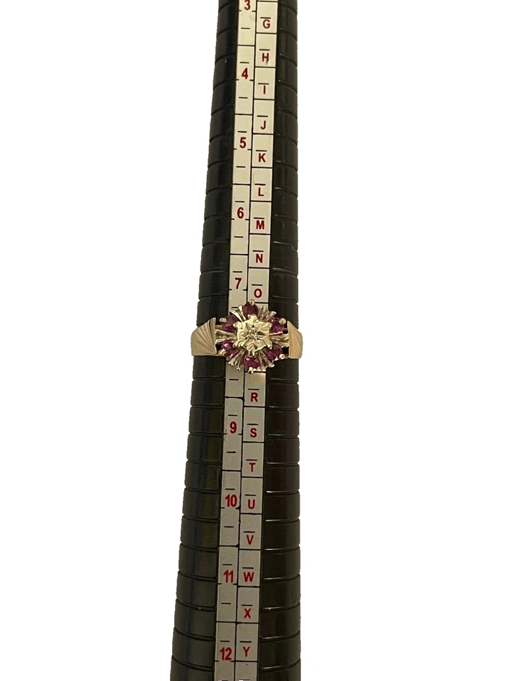 1976 Ruby & Diamond Ring 9ct Gold Vintage Ring Diamond Ruby Ring - Size P 1/2 - Image 3 of 4