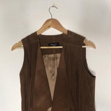 Brown Karen Millen Suede Goat Leather Tasseled Jacket Western “the Atelier” - Xs