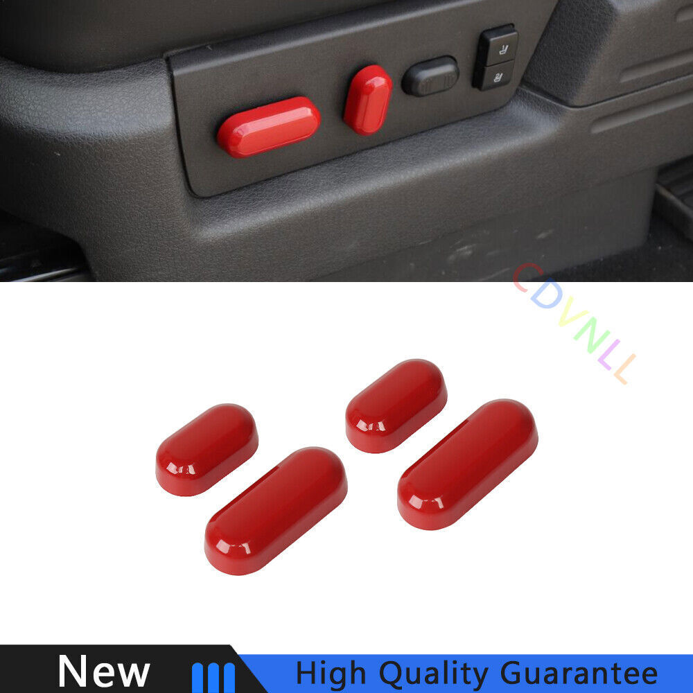 Fit For Ford F-150 2009-2014 Bright Red Car Seat Button Handle Cover Trim 4PCS