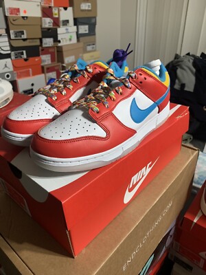 Size 9 M Nike X LeBron James Dunk Low QS ''Fruity Pebbles'' DH8009-600 Brand New