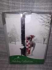 Dog Tongue Stuck On Pole Funny! Avanti Christmas Cards 10 Count Free Shipping 