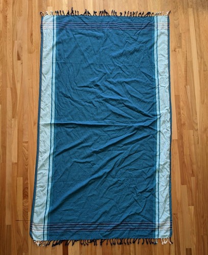 Blue Plaid XL Shawl Wrap Scarf Womens One Size Fringe Rectangle 39x64 White OS - Picture 5 of 5