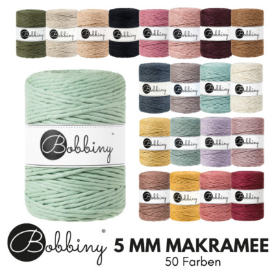 BOBBINY 5mm Makramee Garn Regular 100m weiches Baumwollgarn für DIY & Deko