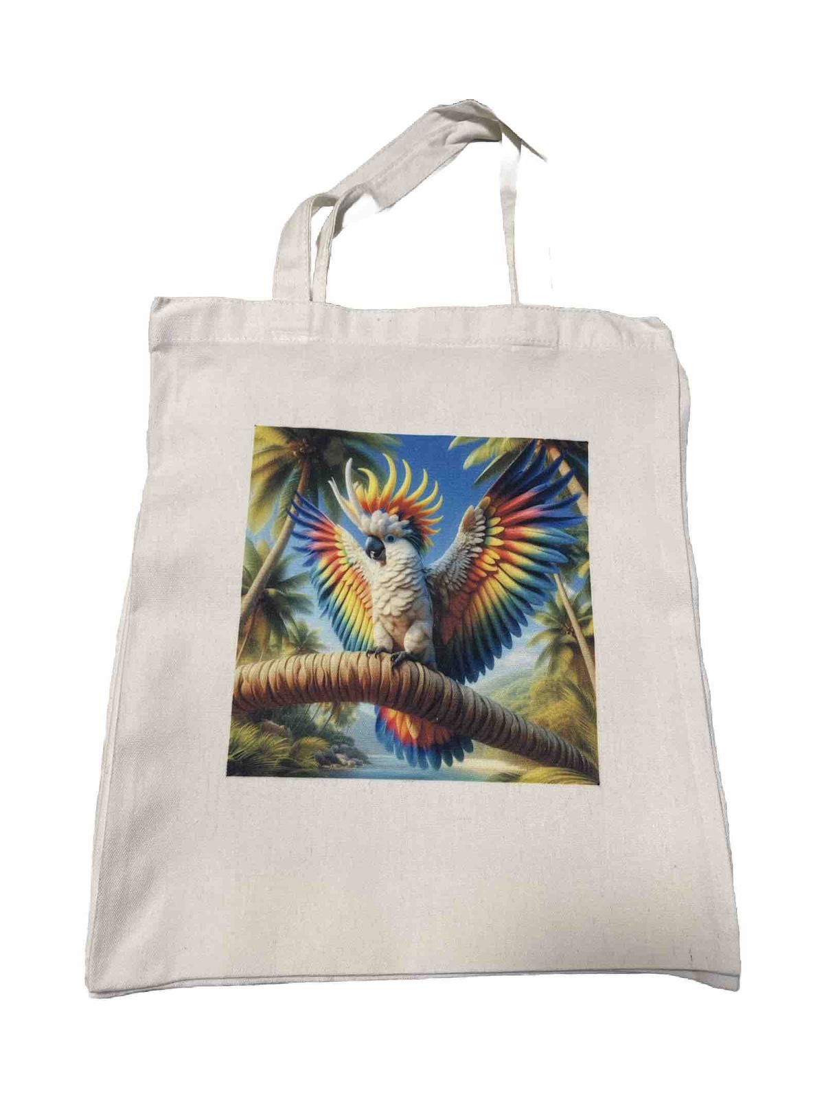Colorful Cockatoo Canvas Tote Bag 16x14 Inches-image