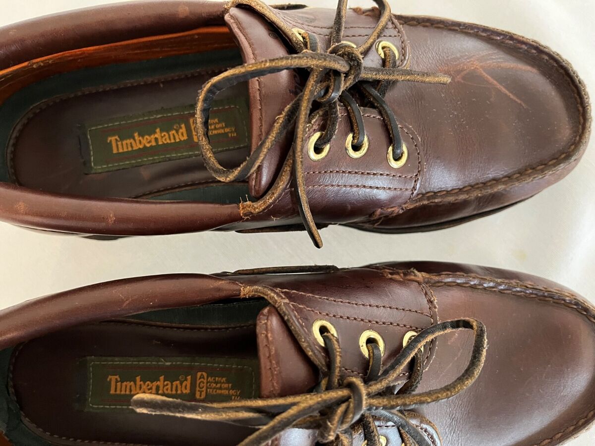 Timberland Men's 3-Eye Lug Handsewn Leather Boat Shoes - US 7.5M