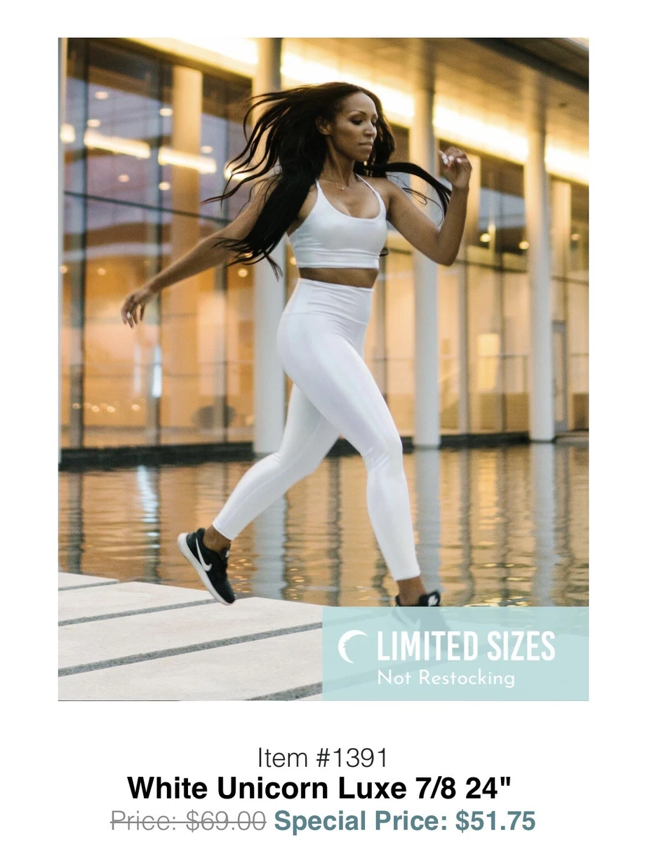 Zyia Active White Unicorn Luxe Leggings 7/8 24” NWT Size 6-8