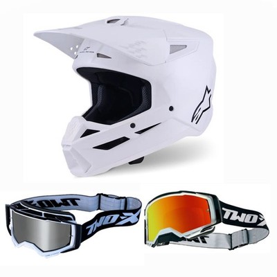 Alpinestars Combo Cross Helmet w/ Goggles SM3 Solid White MX Helmet Atom Crossbr