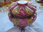 Antique Pink Enamel Candy Jar. Stunning 19th century coin. Ref n°1