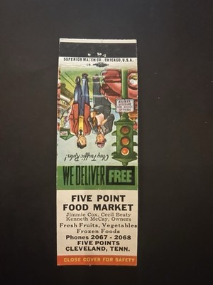 Vintage Tennessee Matchbook  Five Point Food Market  Cleveland