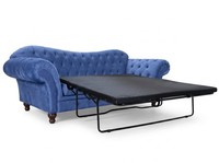Blaues 3-Sitzer-Schlafsofa Ausziehbares Stoffsofa Wohnzimmersofas Chesterfield