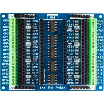 Mini Terminal Breakout Board for Raspberry Pi Pico - GPIO 1 to 3 LED Indicator B