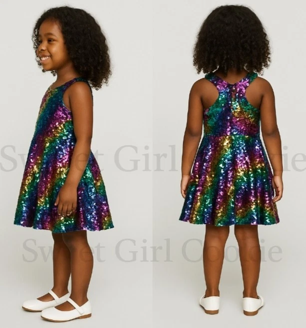 Niñas Vestido de Lentejuelas Sin Mangas Baile de graduación Fiesta Formal Graduaciones Elegante Niñas Talla 10 Foto 4 de 4