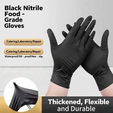 Black Disposable PVC Gloves Latex Free Kitchen Cleaning Tattoo 10-400PCS