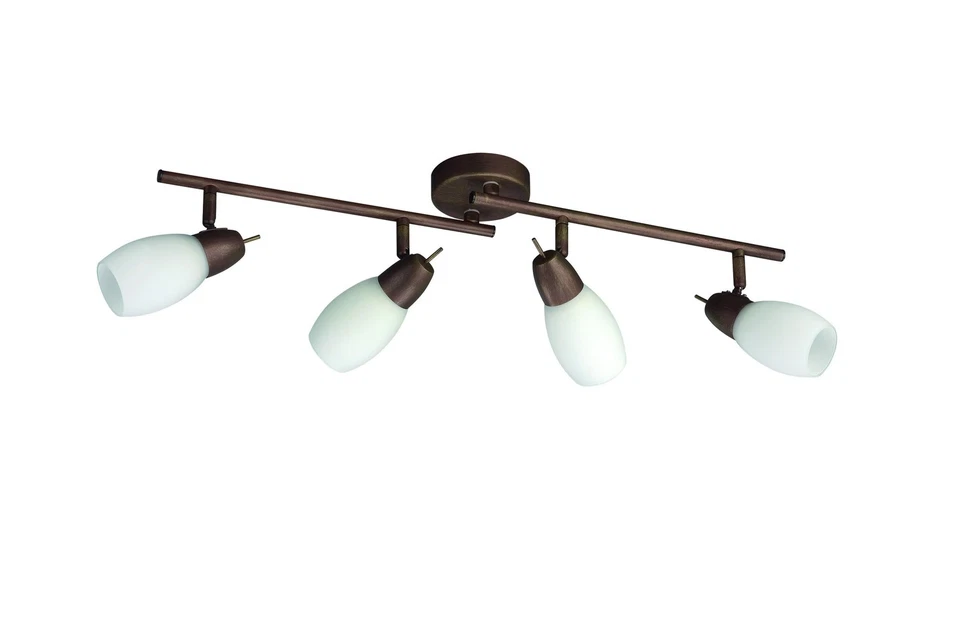 Braune Deckenspotleiste Spot Strahler Energiespar Deckenlampe 4 Flammig 71cm - Bild 1 von 1