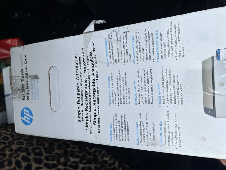 HP Smart Tank 5000 All-in-One Wireless Printer Orig Box Paperwork *See Descrip* - Image 2 of 4